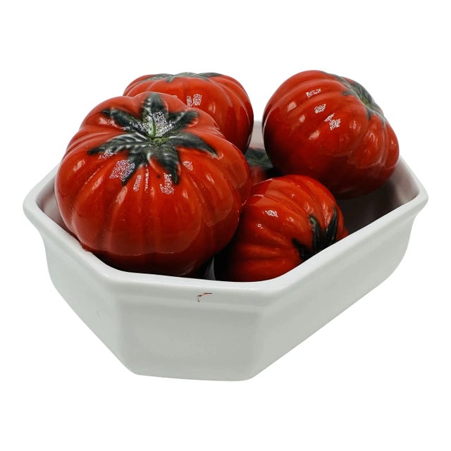 Vintage Italian Ceramic Bowl of Tomatos For Sale