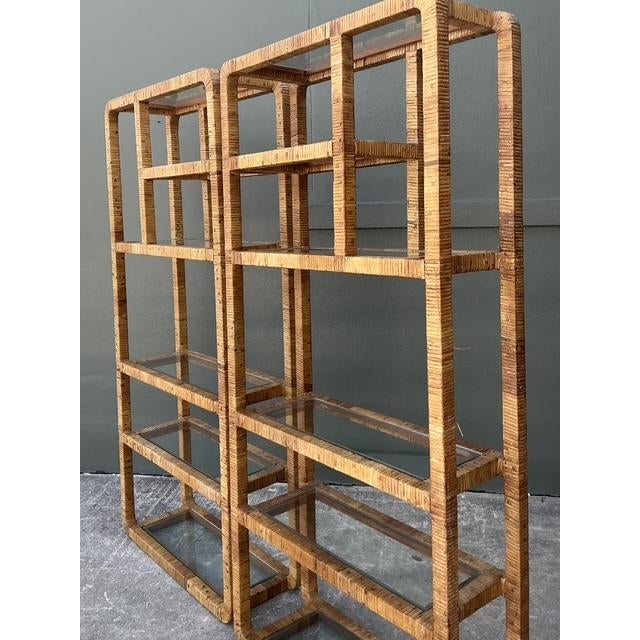 Vintage Wrapped Rattan Etagere- A Pair For Sale - Image 9 of 12