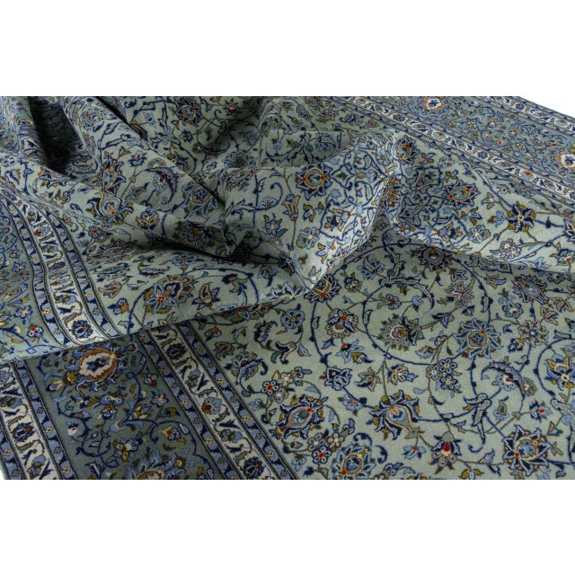 Hand-Knotted Kashan Oriental Rug in Pistachio Green For Sale - Image 11 of 13