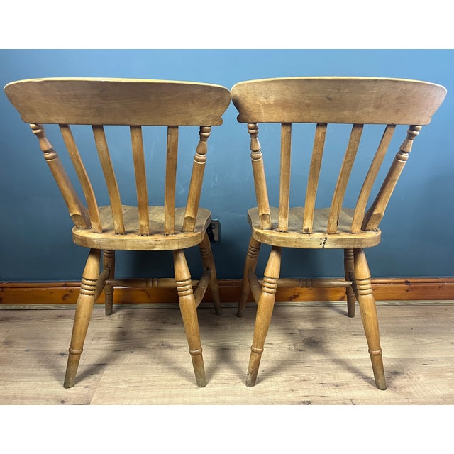 Wood Vintage Beech Farmhouse Dining Chairs, 1950s, Set of 2 For Sale - Image 7 of 18