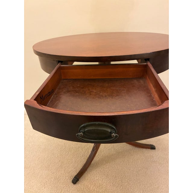 Traditional Vintage Mersman Round Pedestal Side Table With Drawer & Claw Feet For Sale - Image 3 of 7