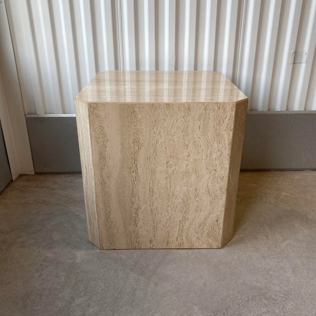 Vintage Travertine Cube Octagonal Table For Sale - Image 12 of 12