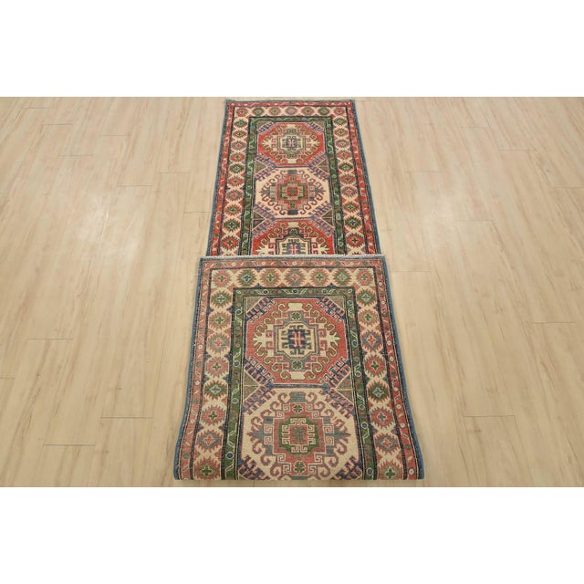 Kazak Runner 2’8” X 9’7” Blue Wool Tribal Hand-Knotted Oriental Rug For Sale - Image 12 of 13
