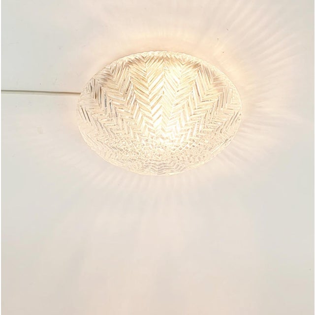 Mid-Century Modern Art Deco Geometric Transparent Glass Ceiling Light from Limburg, Germany, 1970s For Sale - Image 6 of 11