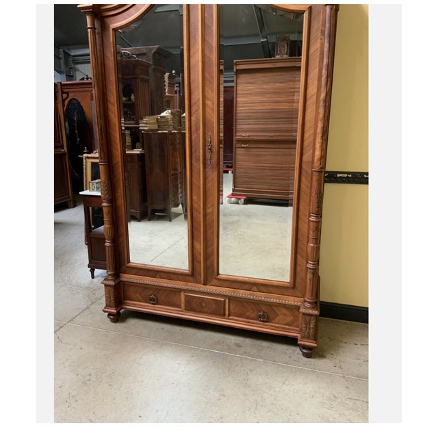 Antique Art Nouveau Wardrobe with Laundry Compartments, 1910 For Sale - Image 3 of 8