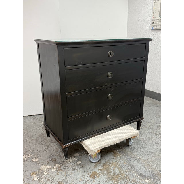 Traditional Restoration Hardware Maison Four Drawer Dresser, Antiqued Black For Sale - Image 3 of 12