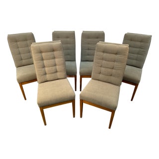 Set of Six Mid-Century Modern Upholstered Dining Chairs For Sale