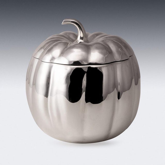 Vintage Italian Silver-Plated Pumpkin Ice Bucket from Teghini, 1970s For Sale - Image 3 of 12