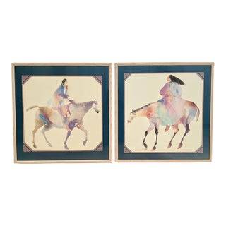 Carol Grigg Native American Watercolor Lithographs, 1980s - A Pair For Sale