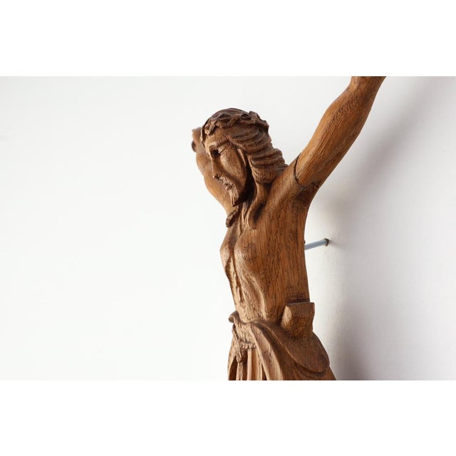 Late 19th Century Sculpted Oak Crucifix, Italy, 1800s For Sale - Image 11 of 14