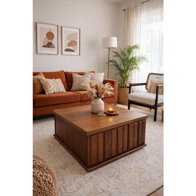 1960s Mid Century Modern Fluted Wood Coffee Table For Sale - Image 9 of 10