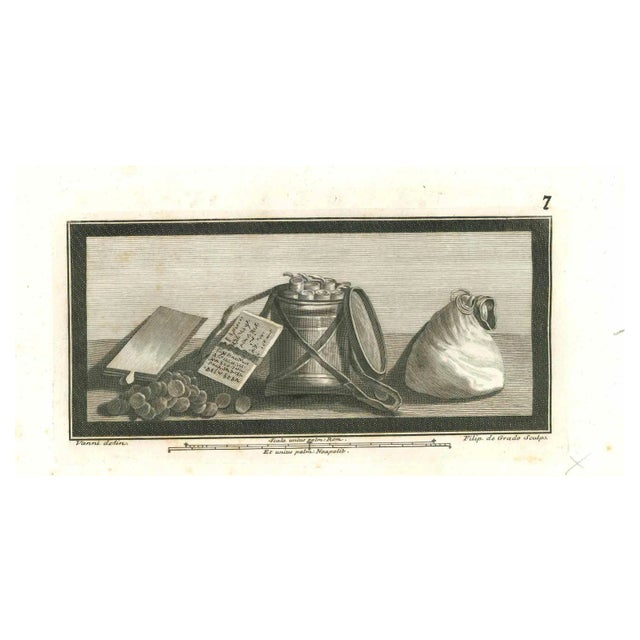 Filippo De Grado after Vanni, Ancient Roman Still Life, Etching, 18th Century For Sale