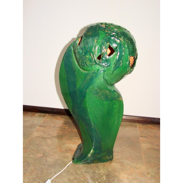 Late 20th Century Vintage Head Sculpture Lamp in Glazed Ceramic, Poland, 1990s For Sale - Image 5 of 18