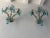 C 1930 Rare Pair Aqua Blue 3 Lights Murano Flowers Crystal Sconces One of Kind For Sale - Image 11 of 12