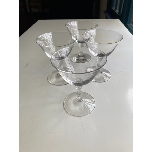 Glass Vintage Clear Glass Cocktail / Champagne Glasses- Set of 4 For Sale - Image 7 of 7