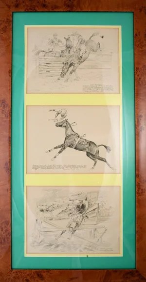 Paul Brown Original Triptych Trio of Drypoint Etchings