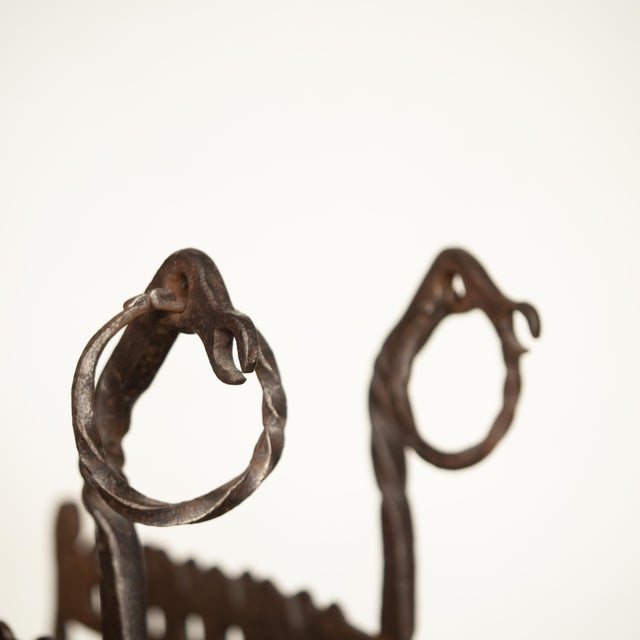 Italian Hand-Forged Zoomorphic Fireside Andirons, 1950s, Set of 2 For Sale - Image 12 of 18