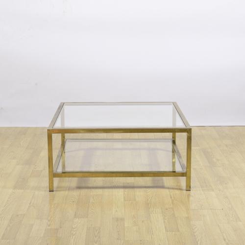 Vintage Glass and Brass Coffee Table, 1970s For Sale - Image 9 of 9