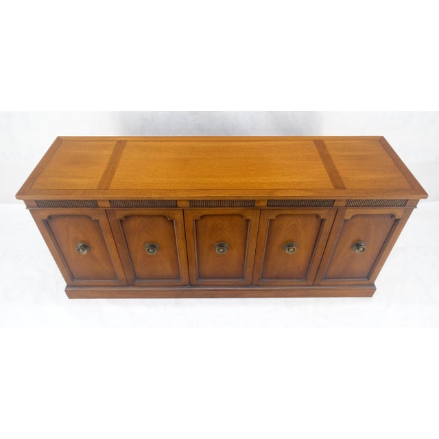 Fine Mid Century Modern Brown Mahogany 5 Doors Compartment Drawers Credenza MINT