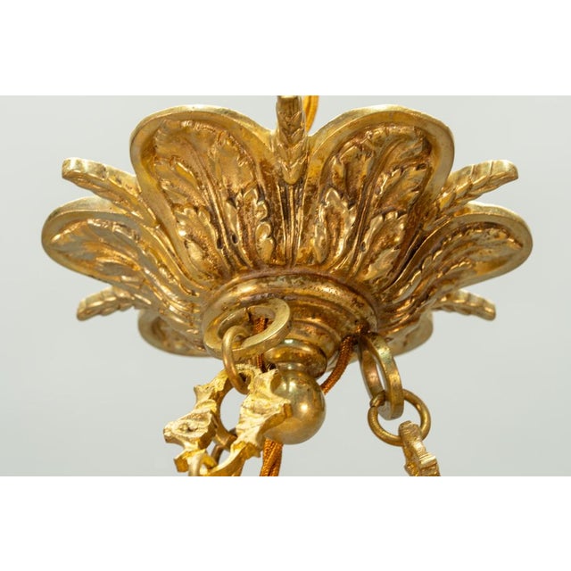 French Neoclassical Style Amber Alabaster and Bronze Pendant Light, 1920s For Sale - Image 16 of 18