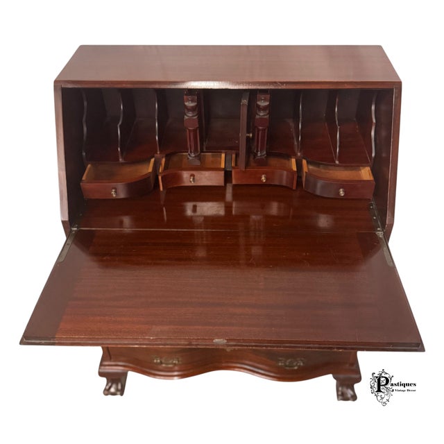 Vintage Maddox Chippendale Style Mahogany Serpentine Drop Front Secretary Desk For Sale In Greensboro - Image 6 of 12