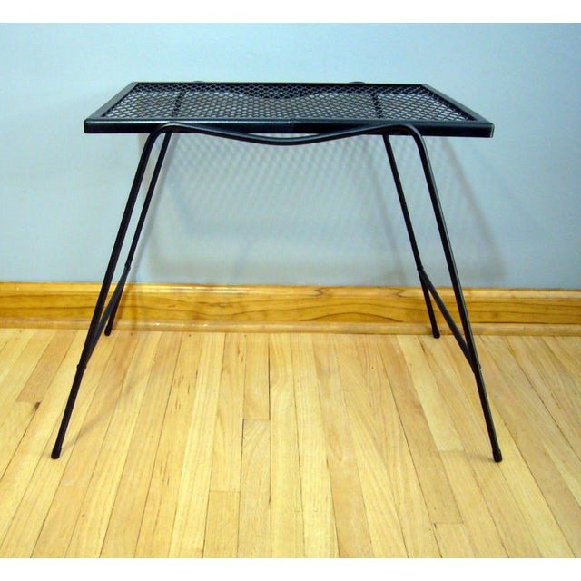 1990s Wrought Iron Stacking Side Garden Table in the Style of Woodard Meadowcraft - A Pair For Sale - Image 10 of 18