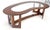 Oiled Walnut Boomerang Kidney Shape Glass Top Stretcher Base Coffee Table Mint! For Sale - Image 9 of 15