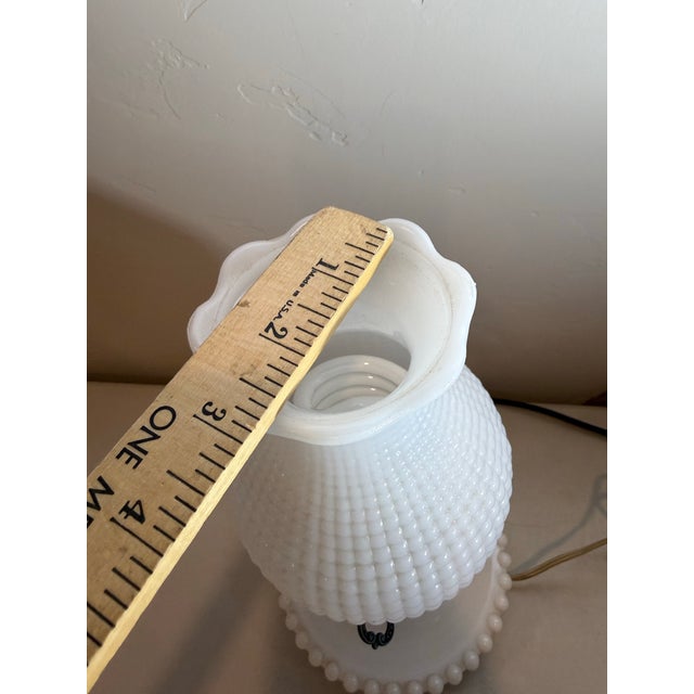 Vintage Hobnail Milk Glass 11" T Lamp Hurricane Electric Parlor Table Boudoir For Sale - Image 9 of 12