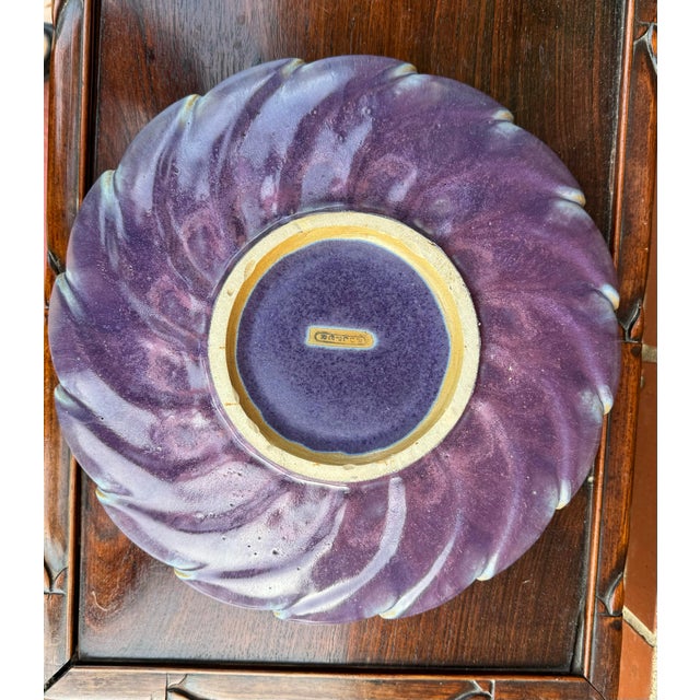 Antique Fulper Pottery Large lobe edge decorative bowl in the purple wisteria glaze. Circa 1920’s. Measures 2 1/2” tall...