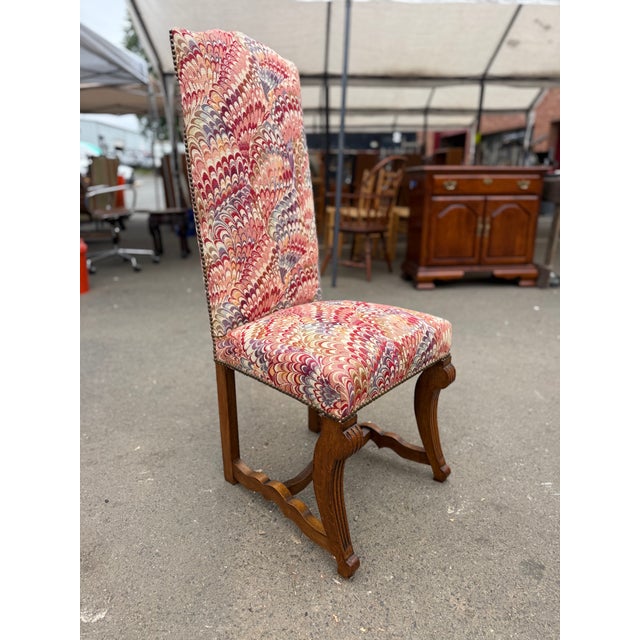 Late 20th Century Set of 8 French Louis Xiv Style Carved Oak Upholstered Dining Chairs For Sale - Image 17 of 17