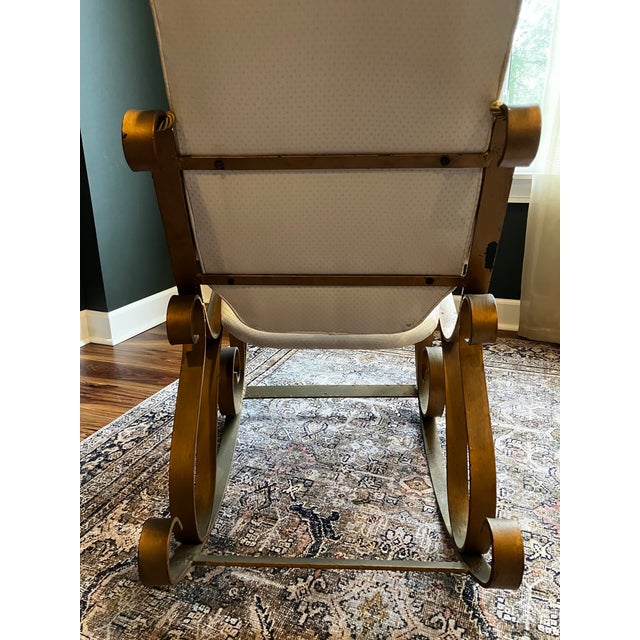 Vintage Hollywood Regency Gilt Metal Ribbon Rocking Chair For Sale - Image 16 of 17