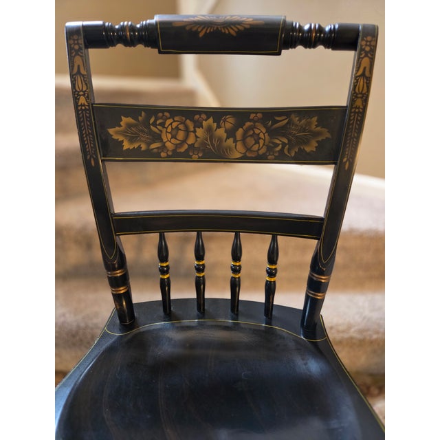 L. Hitchcock Black Harvest Inn Side Chair. Paint Decorated, In Very Good Vintage Furniture Condition. High Quality...