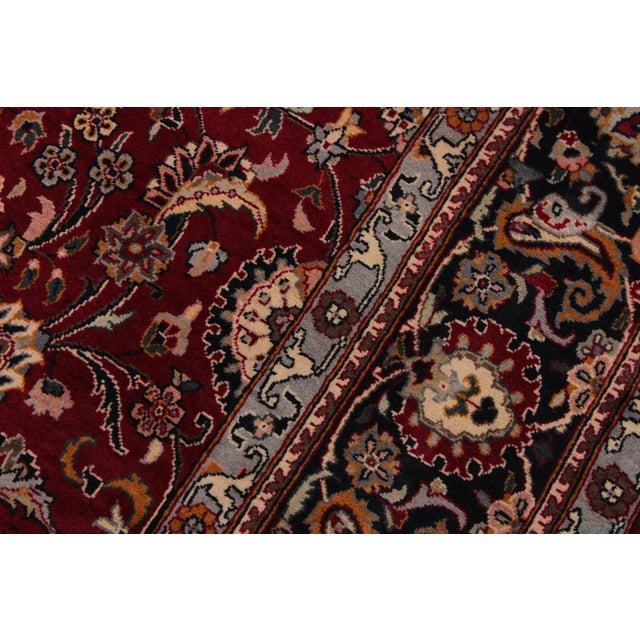 1990s Shabby Chic Floral 1990's Pak-Persian Red/Black Wool Rug - 6'2'' X 9'0'' For Sale - Image 5 of 9