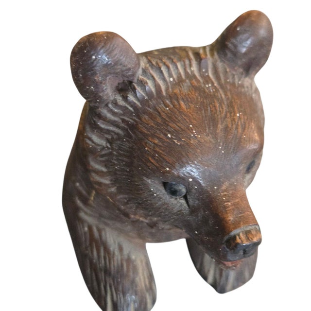 Mid 20th Century Antique Black Forest Bear Inkwell Hand Carved Wooden Carving Sculpture 2 Inch For Sale - Image 5 of 18