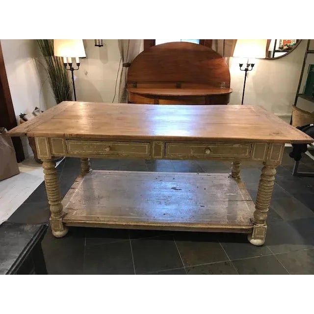 Painted French Island with 2 Drawers, Provence, Circa 1830 For Sale - Image 14 of 14