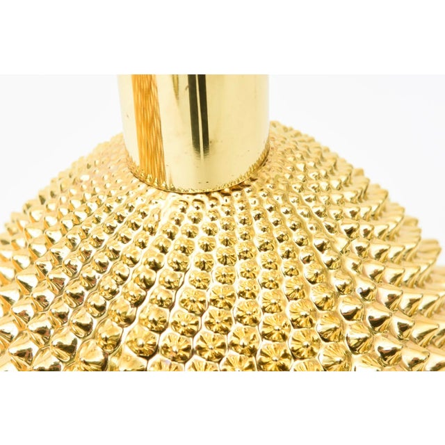 Vintage Studded Spiky Gold Polychrome Sculptural Ceramic Lamps Italy, Restored, 1970's For Sale In Miami - Image 6 of 12