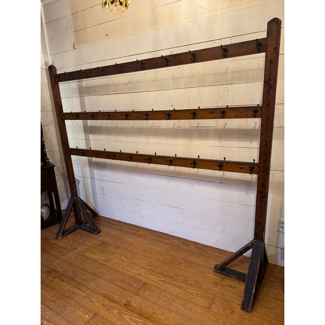 Arts & Crafts Early 20th Century Multi Hook Wooden Coat Stand For Sale - Image 3 of 10