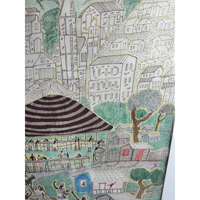 Mid 20th Century Village Scene in Mixed Media For Sale - Image 5 of 12