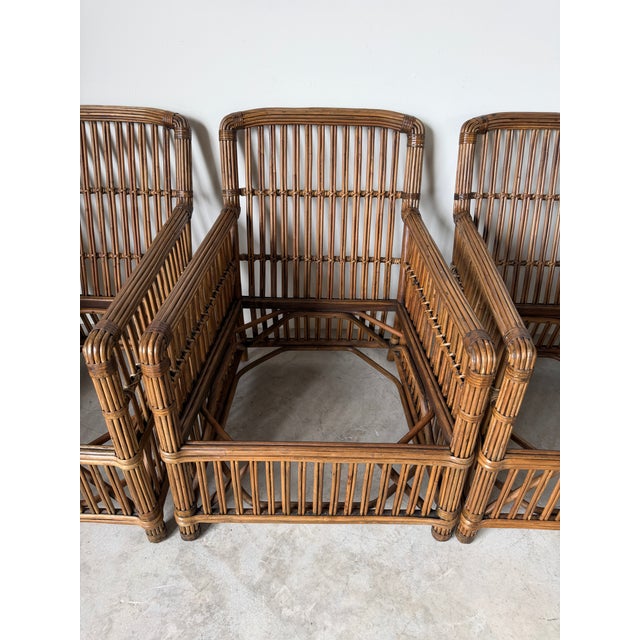 Vintage Palecek President’s State Stick Rattan Lounge Chairs – Pair For Sale - Image 15 of 18