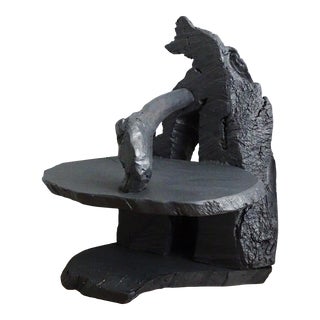 80s Abstract Wood Desktop Display, 2-Tier Shelf For Sale