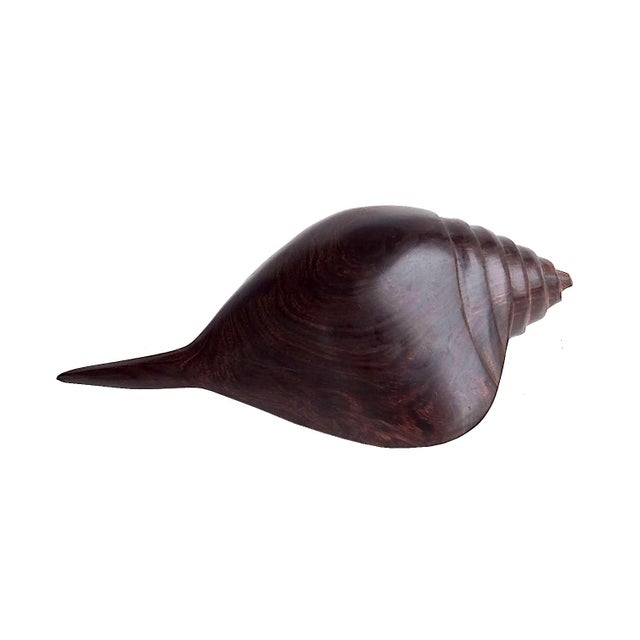 Vintage Hand Carved Ironwood Conch Shell For Sale - Image 13 of 17