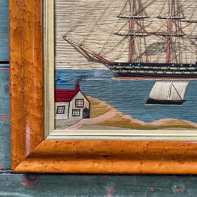British Sailor's Woolwork of Royal Navy Ship in Bay With House For Sale - Image 4 of 8