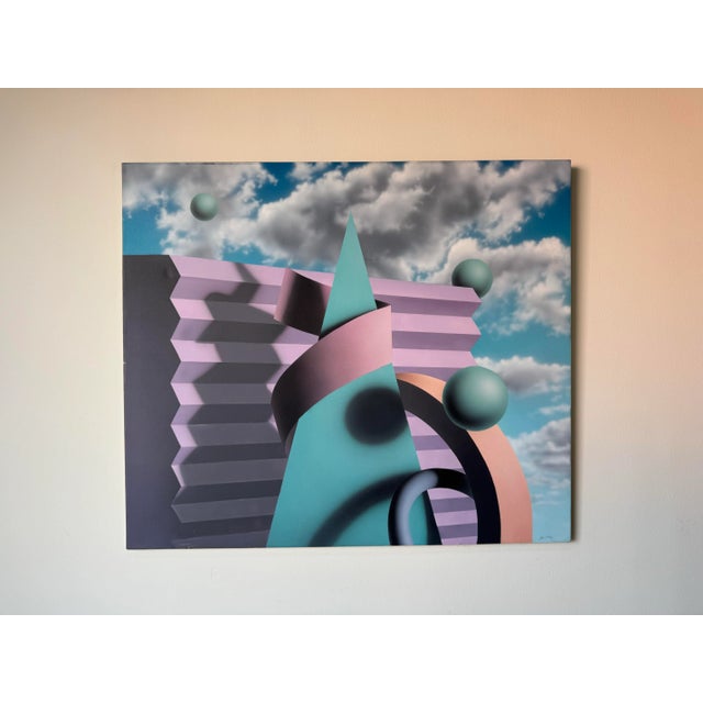 Large 1980s Postmodern Geometric Abstract Acrylic on Canvas Painting by Jack McVey For Sale - Image 10 of 12