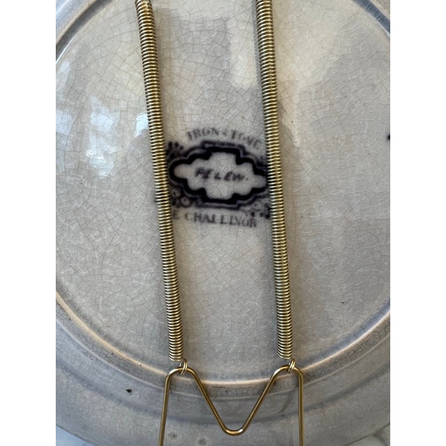 Ironstone Black Toile Decorative Plate and Wall Hanger - Stamped For Sale - Image 4 of 6