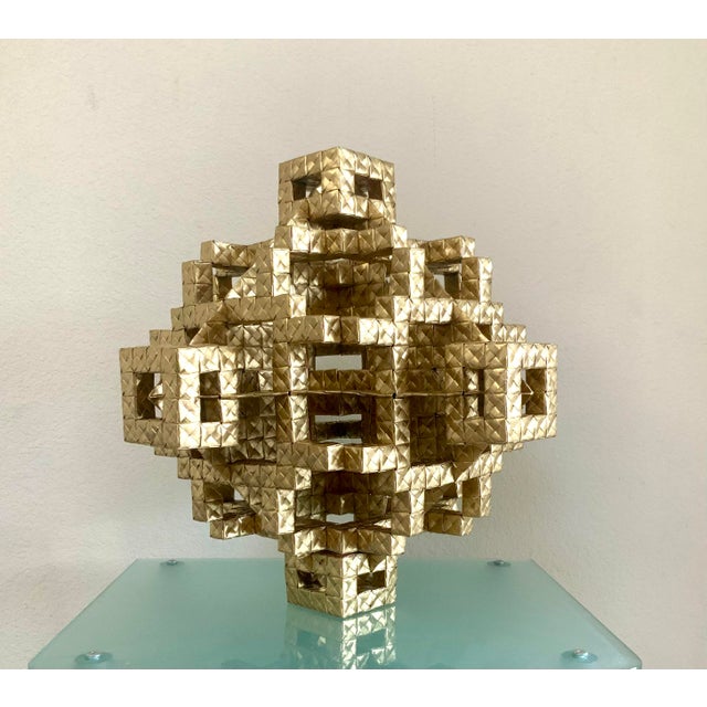 Gold Cubic Fusion Octahedral Pyramid, Original Abstract Sculpture by Vance Houston For Sale - Image 8 of 9