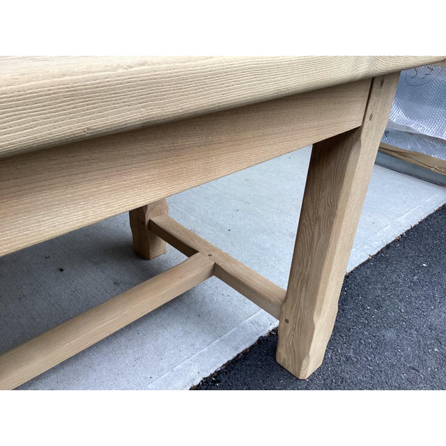 Tan French Farmhouse Stripped Solid-Plank Oak Fram Table For Sale - Image 8 of 12