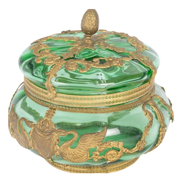 Napoleon III Crystal and Gilt Brass Box, 19th Century For Sale