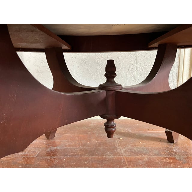 Mid 20th Century French Provincial Style Oval Marble-Top Coffee Table | Italian Marble | Carved Rose Appliqué | X-Stretcher Base For Sale - Image 9 of 12