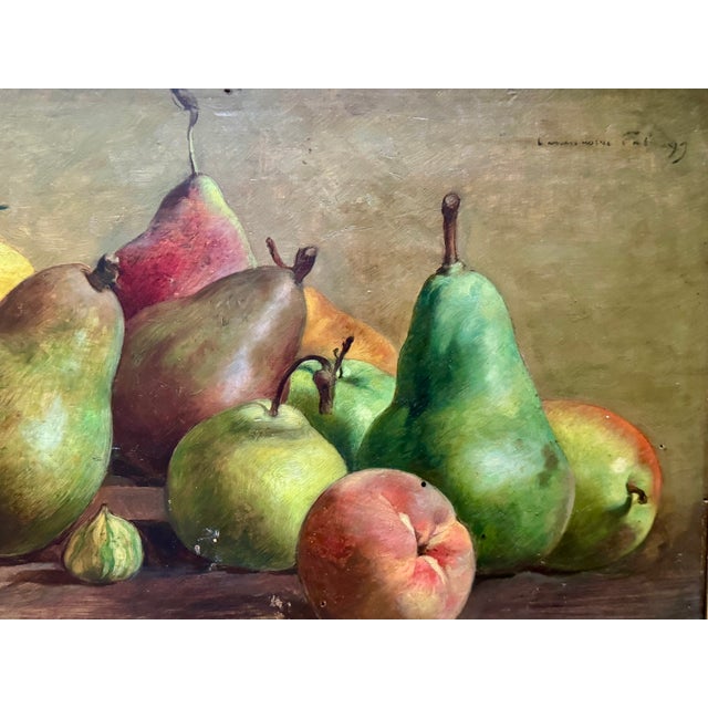Still Life with Pears, Late 19th Century, Oil Painting For Sale - Image 5 of 12