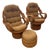 Vintage Rattan Swivel Rocker Lounge Chairs and One Ottoman Set For Sale